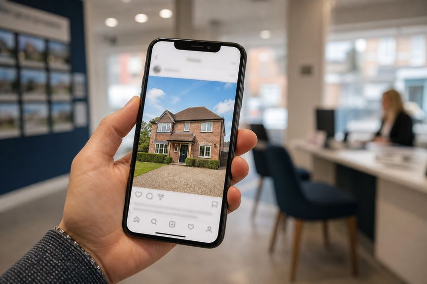 A property post shown on a smartphone